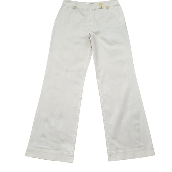 Talbots Women's Flare Wide-Leg White Pants Size 6 Waist 30" Inseam 31.5" - Picture 2 of 9